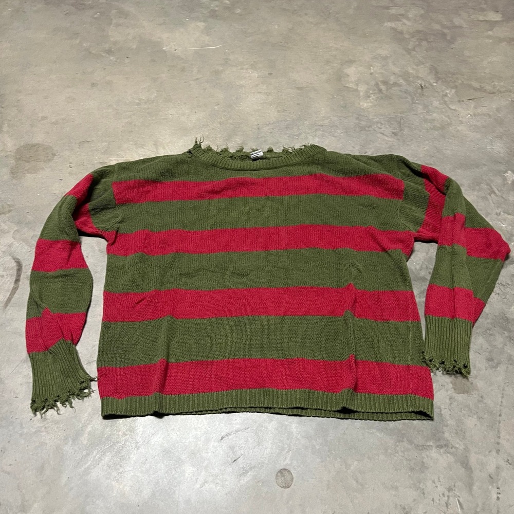 Vintage Nightmare on Elm Street Freddy Krueger Striped Sweater Womens OSFA